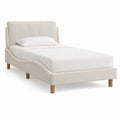 Lit une place capitonné beige en polyester rectangulaire 90 x 190 cm