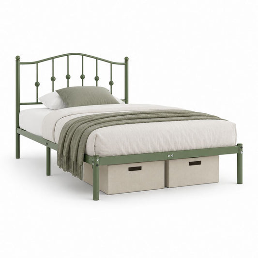 Lit simple cadre de lit vert en acier 90 x 190 cm