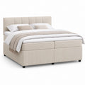 Cadre de lit double rectangulaire beige en polyester 180 x 200 cm