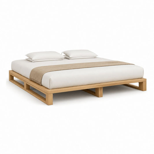 Cadre de lit plateforme 160x200 cm en pin massif naturel rectangulaire