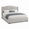Lit double avec cadre gris clair en polyester rectangulaire 160 x 200 cm 175 x 220 x 120 cm